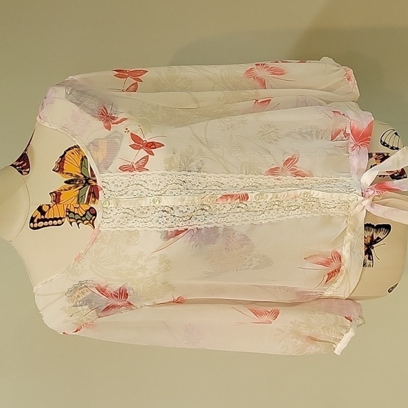 EXPRESS sheer butterfly 🦋 top with lace. Size is Medium. - Picture 1 of 9